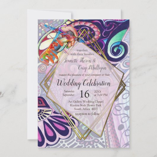 Fröhliche Blauer Künstler Party Doodle Creation Einladung (Vorderseite)