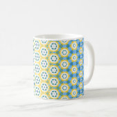 Fröhliche blaugelbe Gemustert Kaffeetasse (VorderseiteRechts)