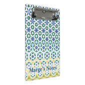 Fröhliche blaugelbe Gemustert Mini Klemmbrett (Schrägansicht)