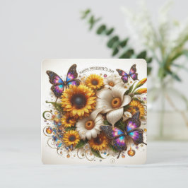 Fröhliche Blume am Muttertag und Schmetterling Feiertagskarte