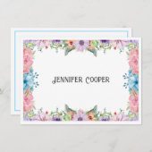 Fröhliche Blume Border Individuelle Name Note Card Mitteilungskarte (Vorne/Hinten)