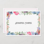 Fröhliche Blume Grenz Individuelle Name Mitteilungskarte (Vorne/Hinten)