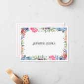 Fröhliche Blume Grenz Individuelle Name Mitteilungskarte (Vorderseite/Rückseite Beispiel)