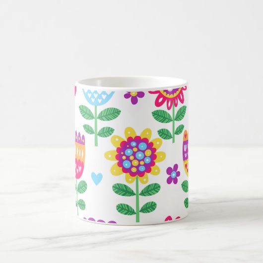 Fröhliche Blume Vintages Farbmuster Kaffeetasse (Mittel)