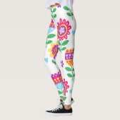 Fröhliche Blume Vintages Farbmuster Leggings (Links)