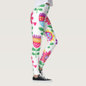 Fröhliche Blume Vintages Farbmuster Leggings (Rechts)
