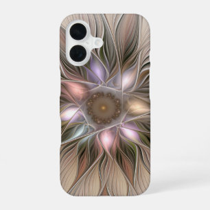 Fröhliche Blumen Abstract Beige Braun Floral Frakt iPhone 16 Hülle