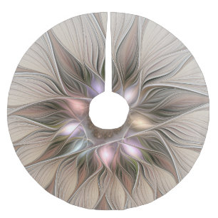 Fröhliche Blumen Abstract Beige Braun Floral Frakt Polyester Weihnachtsbaumdecke