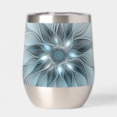 Fröhliche Blumen-Abstrakt Blau-Grau-Blumen-Fraktal (Rückseite)