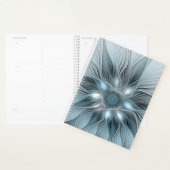 Fröhliche Blumen-Abstrakt Blau-Grau-Blumen-Fraktal Planer (Anzeige)