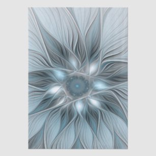 Fröhliche Blumen-Abstrakt Blau-Grau-Blumen-Fraktal Seidenpapier