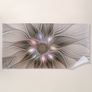 Fröhliche Blumen-Abstrakte Beige Braune Florale Fr Strandtuch