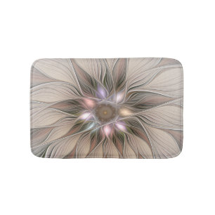 Fröhliche Blumen-Abstraktion Beige Braun Floral Fr Badematte
