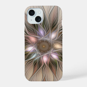Fröhliche Blumen-Abstraktion Beige Braun Floral Fr iPhone 15 Hülle