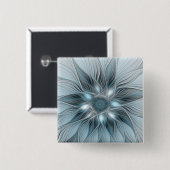Fröhliche Blumen-Abstraktion Blaugraue Florale Fra Button (Vorne & Hinten)