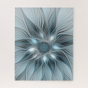 Fröhliche Blumen-Abstraktion Blaugraue Florale Fra Puzzle