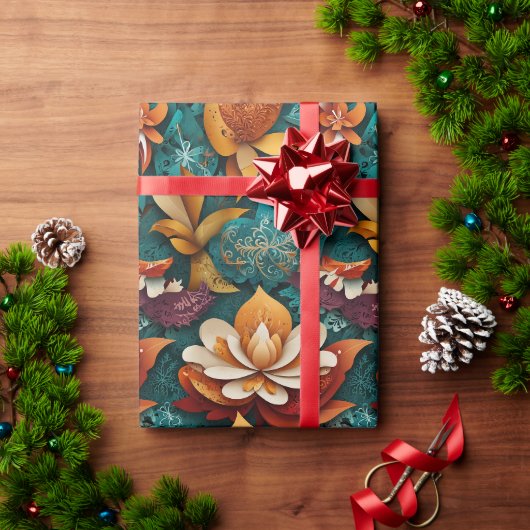 Fröhliche Blumen Eleganz Geschenkpapier (Feiertagsgeschenk)