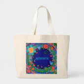 Fröhliche Blumenblauer Inspirivity Tote Bag Jumbo Stoffbeutel (Vorne)