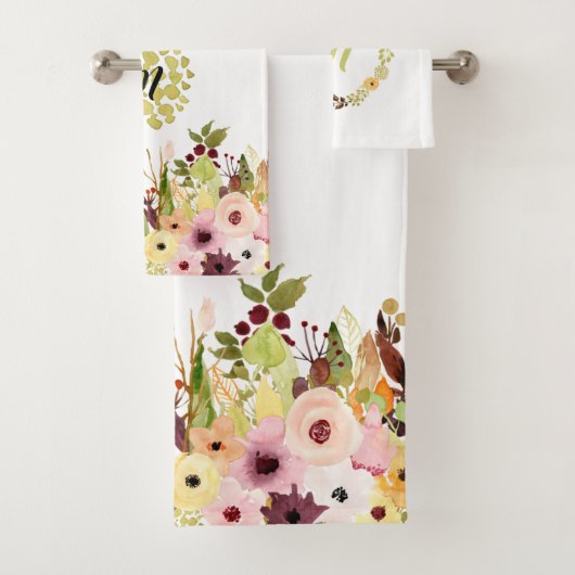 Fröhliche Blumengarten Monogramm Badhandtuch Set (Insitu)