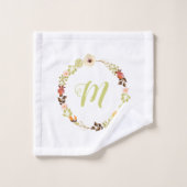 Fröhliche Blumengarten Monogramm Badhandtuch Set (Waschlappen)