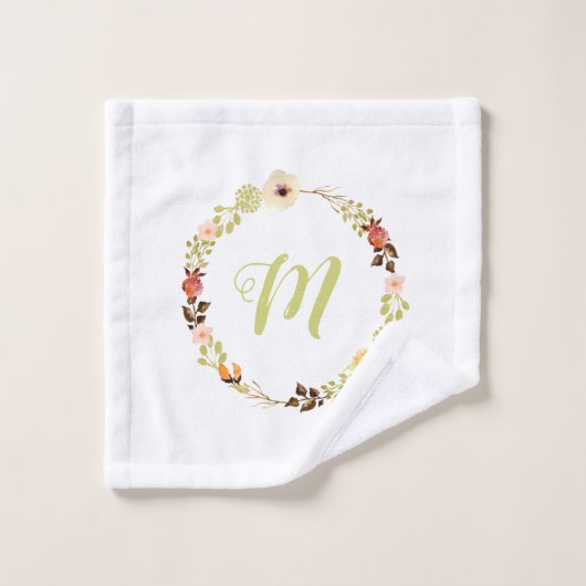 Fröhliche Blumengarten Monogramm Badhandtuch Set (Waschlappen)