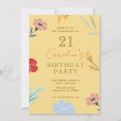 Fröhliche Blumengeburt Einladung (Vorderseite)