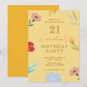 Fröhliche Blumengeburt Einladung (Vorne/Hinten)