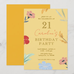 Fröhliche Blumengeburt Einladung