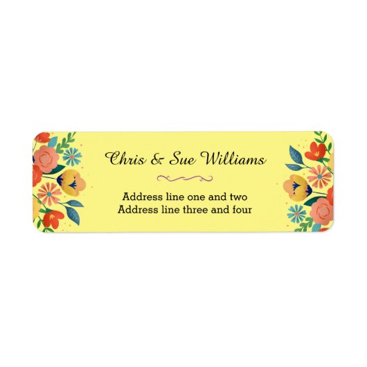 Fröhliche Blumengelbe Rücksendeadresse (Vorne)