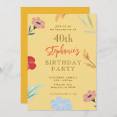 Fröhliche Blumenladen zum 40. Geburtstag Einladung (Vorne/Hinten)