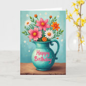 Fröhliche Blumenvase Karte (Gelbe Blume)