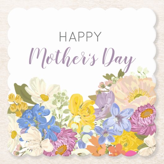 Fröhliche Blüten am Muttertag Untersetzer (Vorderseite)