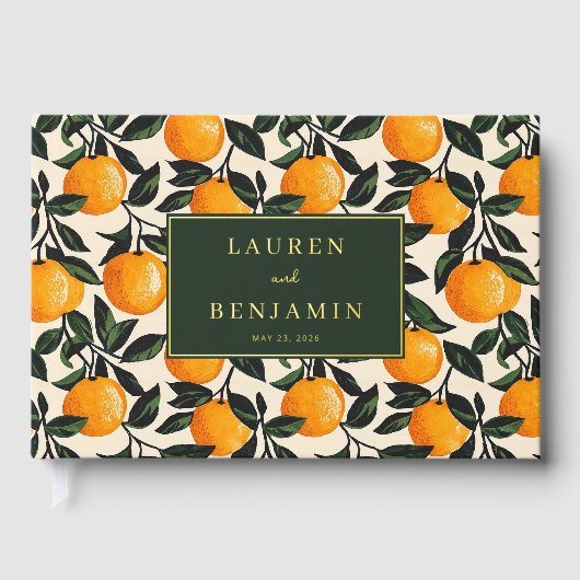 Fröhliche botanische Illustration der Orange Gästebuch (Vorderseite)