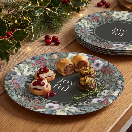 Fröhliche botanische Weihnachten Pappteller