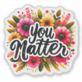 Fröhliche Botschaft mit farbenfrohen Florals Aufkleber (Vorderseite)