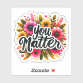 Fröhliche Botschaft mit farbenfrohen Florals Aufkleber (Blatt)