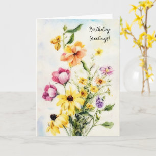 Fröhliche Bouquet von Wildblumen Blume Geburtstag Karte