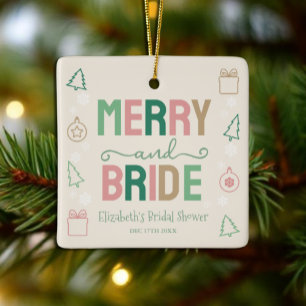 Fröhliche & Braut Weihnachten Brautparty Keramikornament