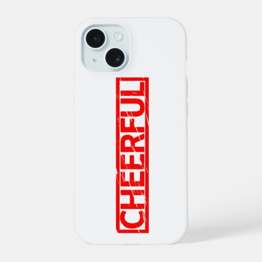 Fröhliche Briefmarke iPhone 15 Hülle (Rückseite)