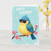 Fröhliche Brillenvogelkarte Karte (Gelbe Blume)