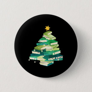 Fröhliche Buchweihnacht Bücher Tannenbaum Spaß Les Button