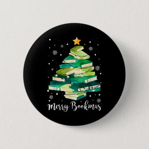 Fröhliche Buchweihnacht Bücher Tannenbaum Spaß Les Button