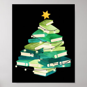 Fröhliche Buchweihnacht Bücher Tannenbaum Spaß Les Poster