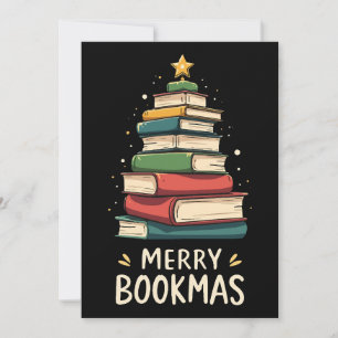 Fröhliche Buchweihnacht - Festlicher Bücherstapel Einladung