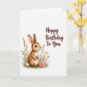 Fröhliche Bunny-Kunstkarte Karte (Gelbe Blume)