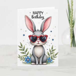 Fröhliche Bunny-Shades-Geburtstagskarte Karte