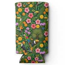 Fröhliche Bunte Dschungelvögel Tropische Blumen