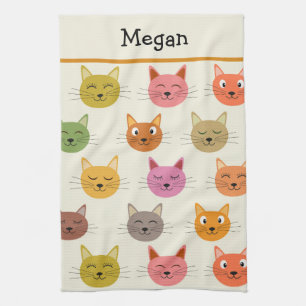 Fröhliche Bunte kawaii Cartoon Katzen personalisie Geschirrtuch
