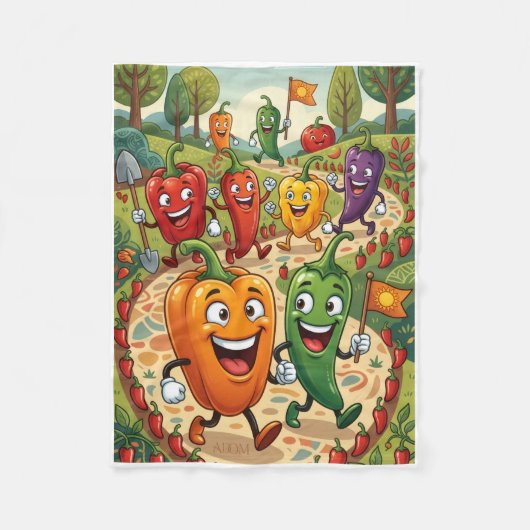 Fröhliche Bunte Paprika Im Garten Fleece-Decke Fleecedecke (Vorderseite)
