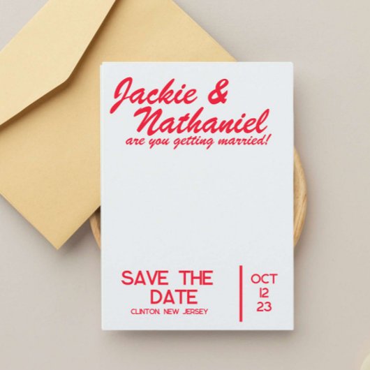 fröhliche, bunte Save the Date Hochzeit Einladung